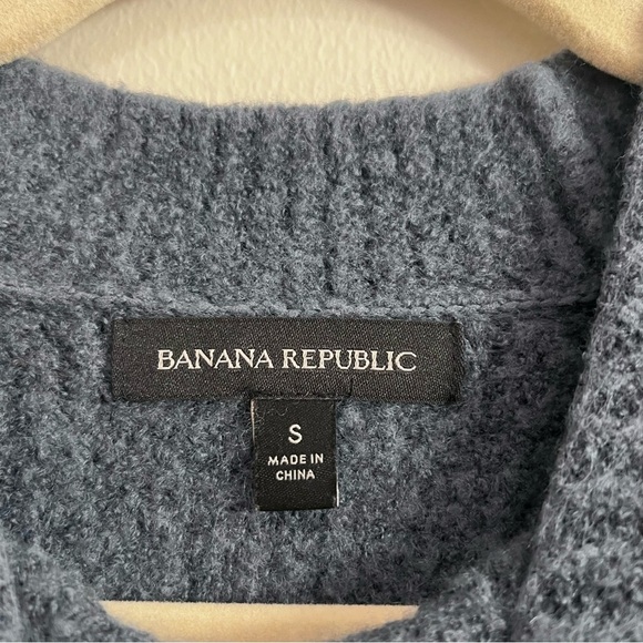 Banana Republic Aire Waffle Knit Sweater Pullover Wool Blend Blue Size Small - Picture 8 of 10